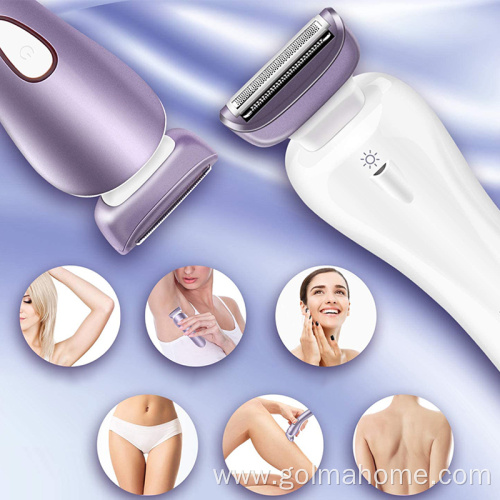 Electric Rechargeable Razor Foil Shaver for Women Hair Removal Bikini Trimmer Cordless and Waterproof Epilator with LED light